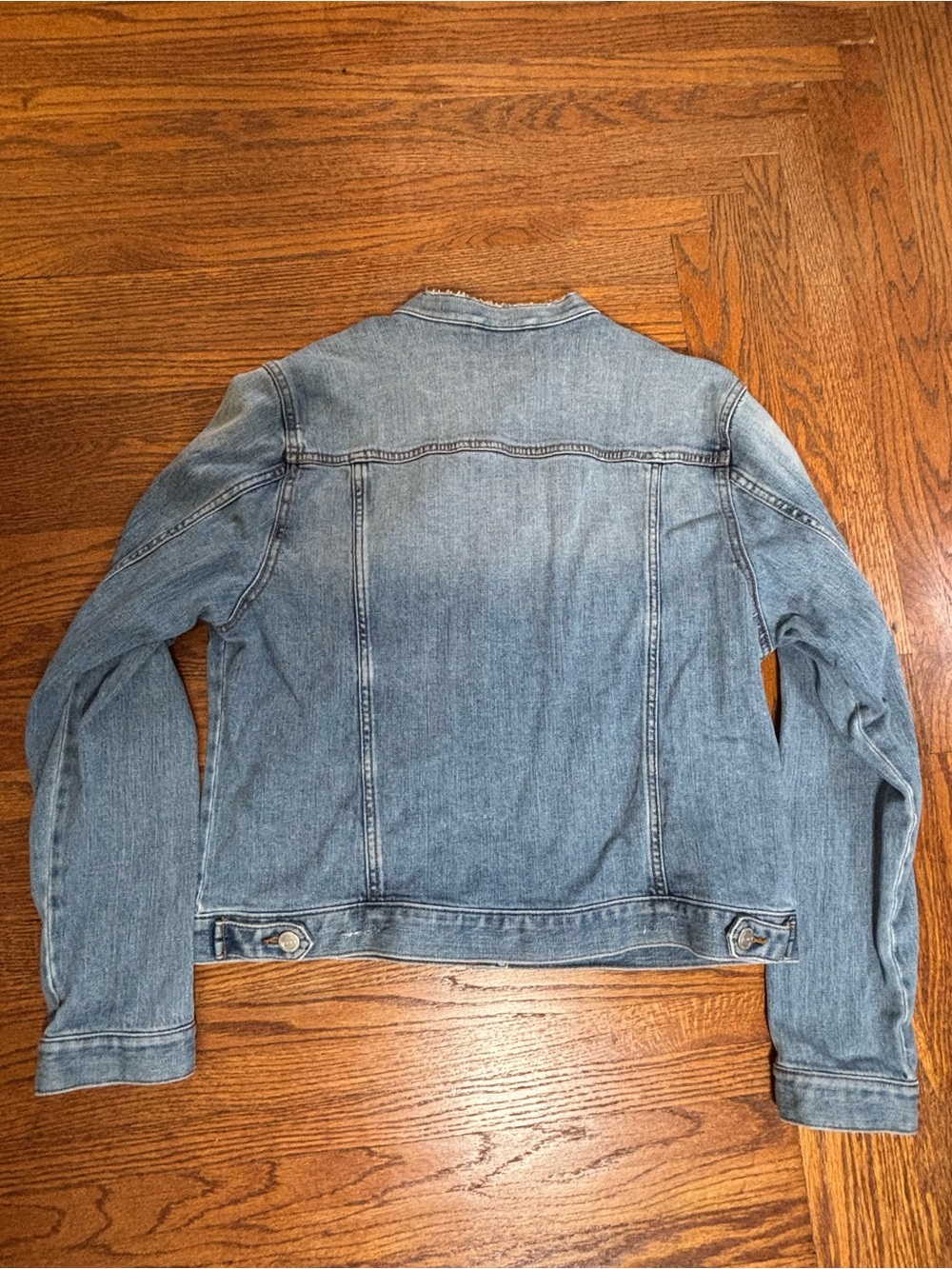 LOFT Light Blue Denim Jacket with Frayed Collar - Picture 5 of 7